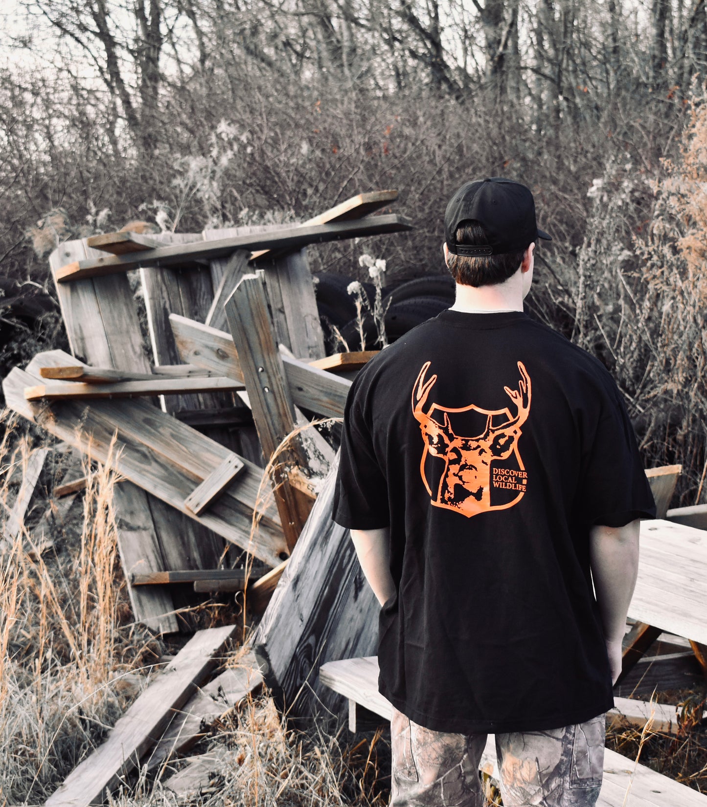 DEER WATCH TEE - BLACK/ORANGE