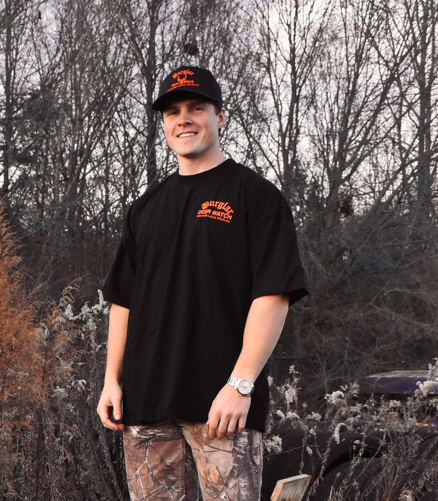 DEER WATCH TEE - BLACK/ORANGE