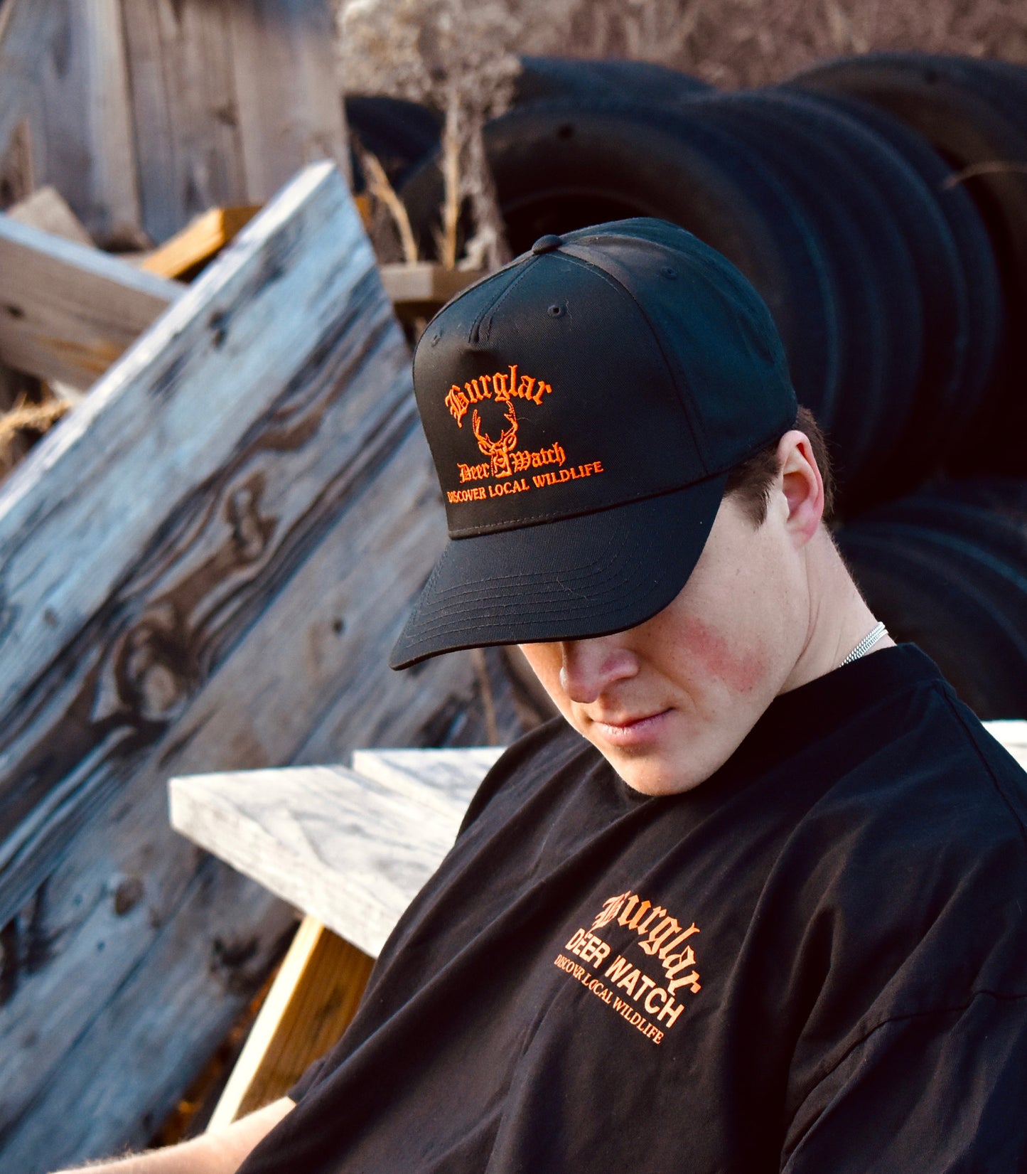 DEER WATCH CAP - BLACK/ORANGE