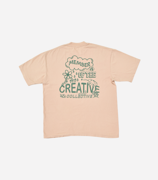 MEMBER TEE - BEIGE/GREEN